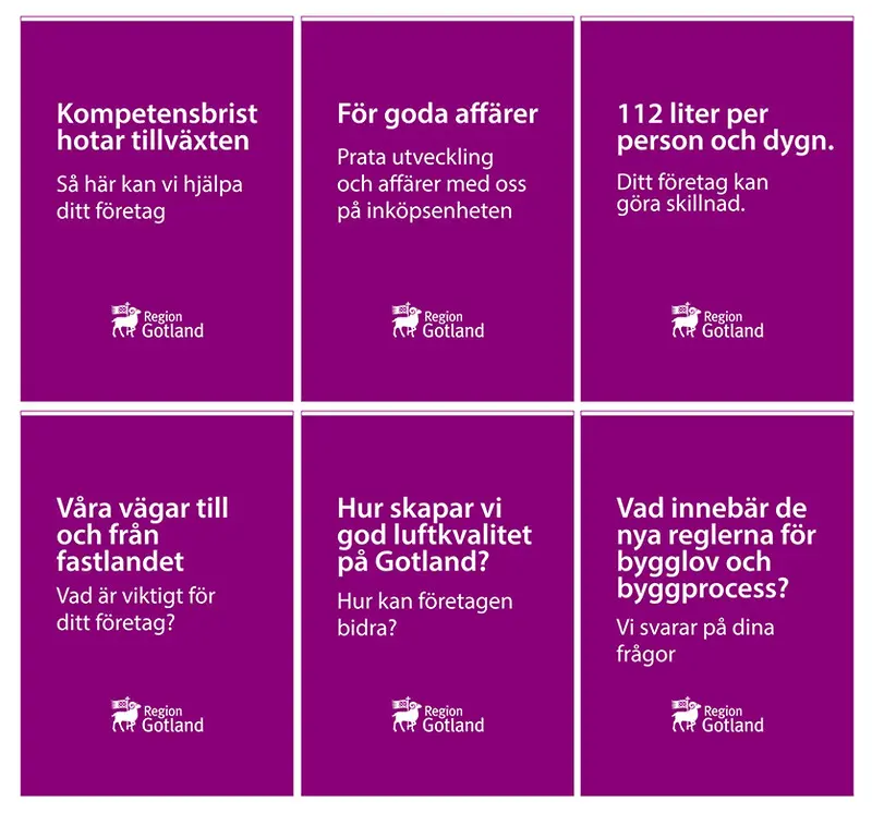 Illustrationer av skyltar som visas på företagardagen 