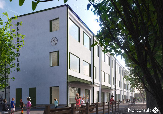 Nya Alléskolan, skiss