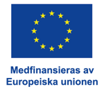 Blå EU-flagga med text Medfinansieras av Europeiska unionen