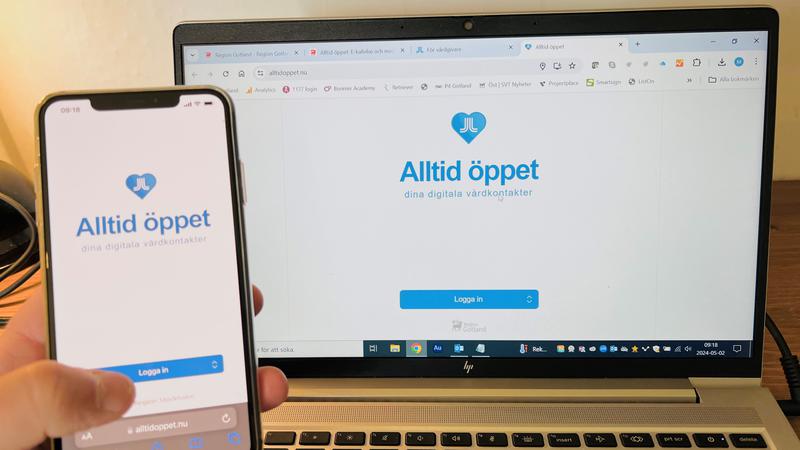 Bild på smarttelefon och dator som är på Alltid öppets webbplats